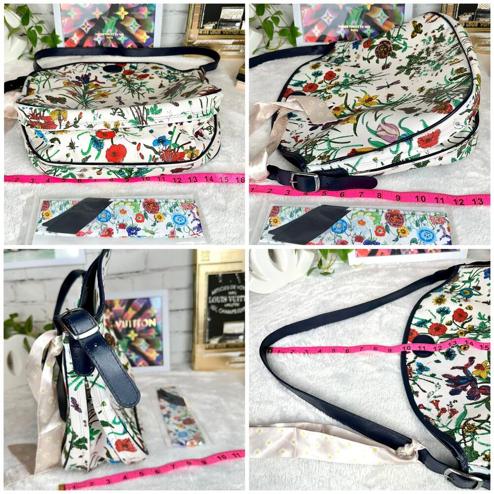 Gucci Flora GG Vintage Large Shoulder Bag tote Good USED with scarf RARE. GIFT! - Picture 16 of 16